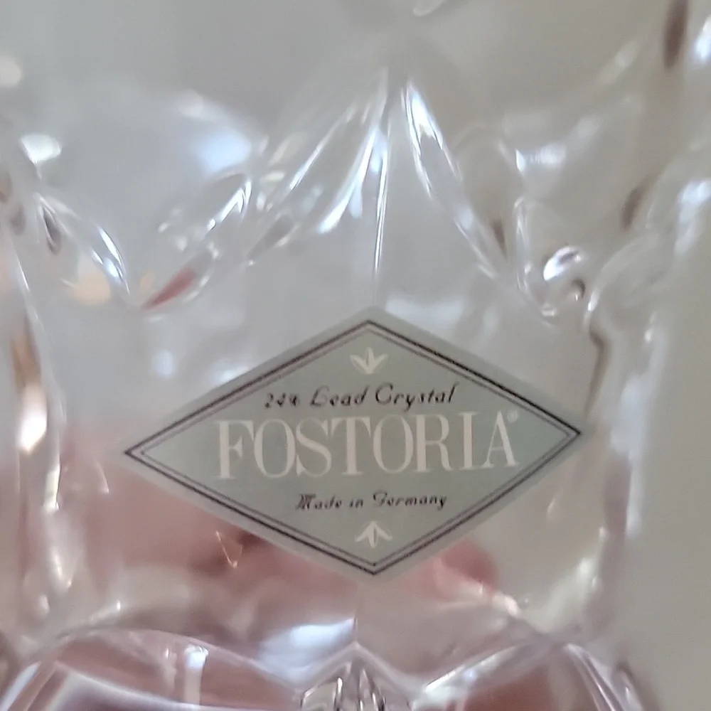 FOSTORIA 24% lead Crystal Glass Accents Vase Candle GERMANY